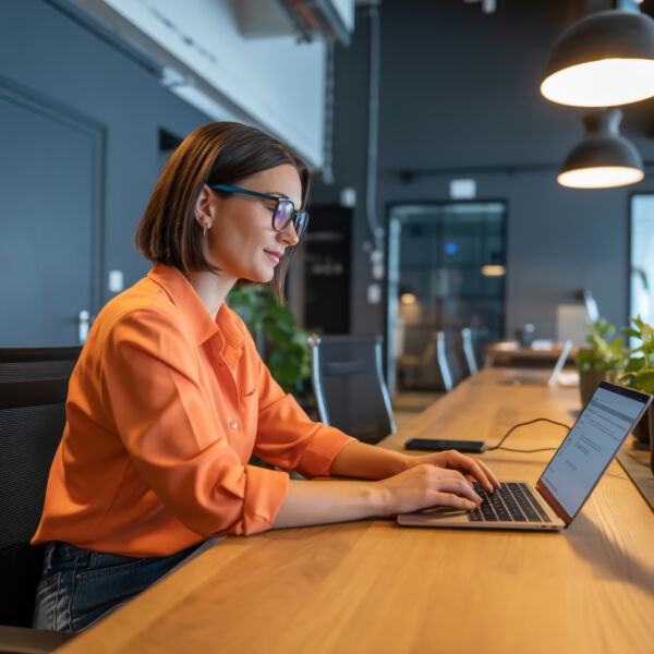 woman working on laptop