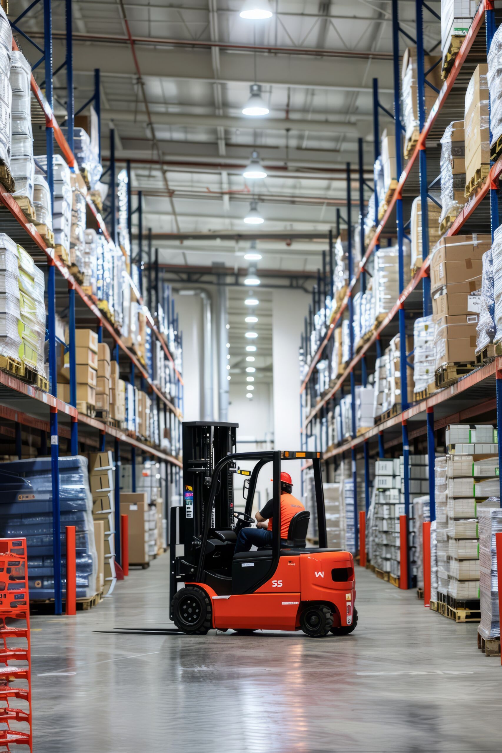 Professional Photography of conveyor systems transporting goods through different sections of the distribution center, Generative AI